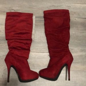 Women’s red suede boots
